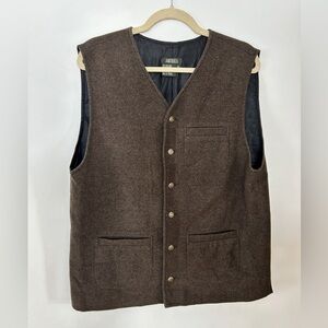 Wool Cashmere Chocolate Brown Vest Wasicoat Men's Med Old Money Tailored Refined